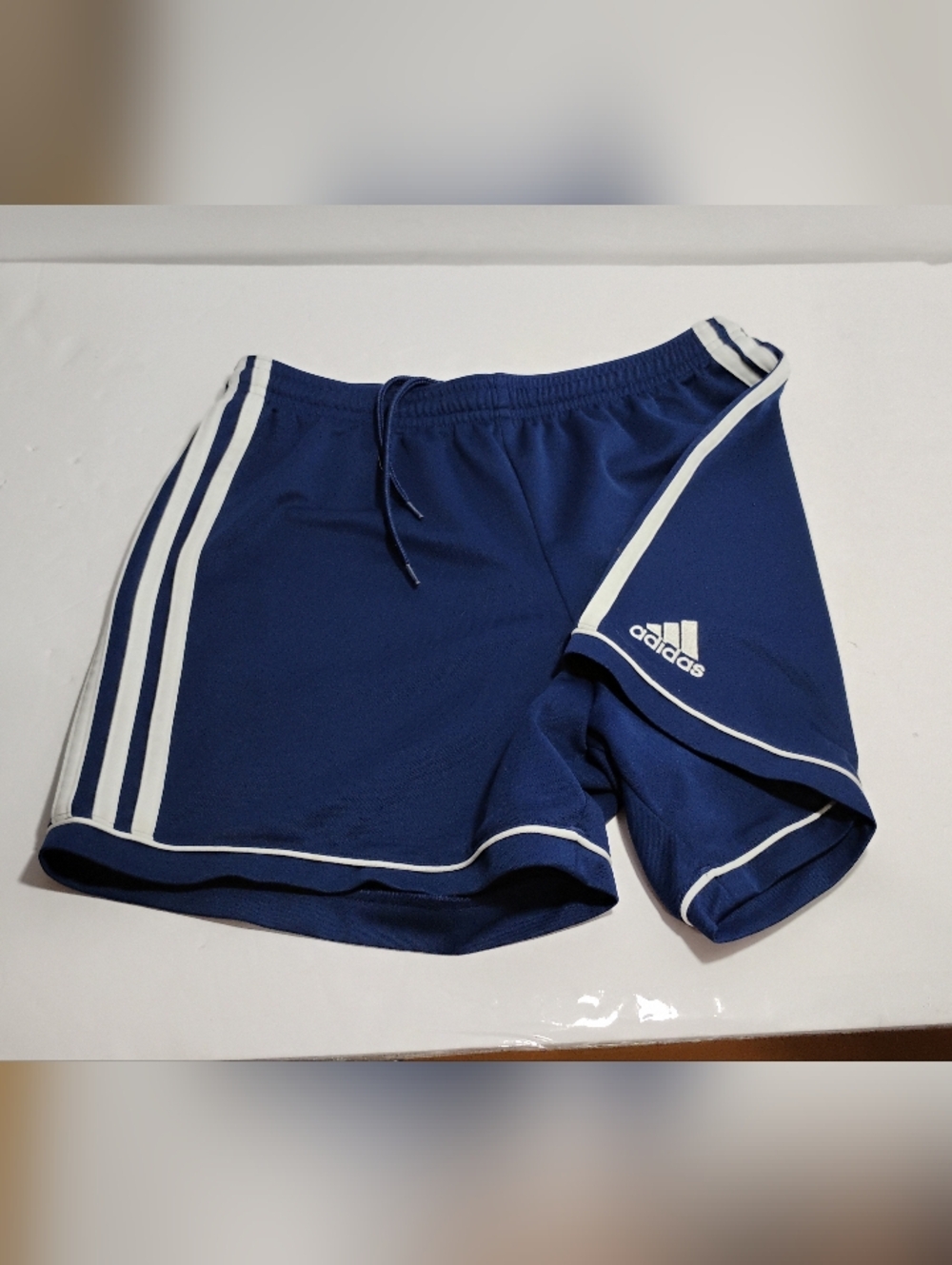 Adidas Women's XS Shorts Blue Nylon Athletic Three Stripe